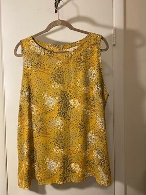 LOFT Mustard Yellow Floral-Print Sleeveless Tank